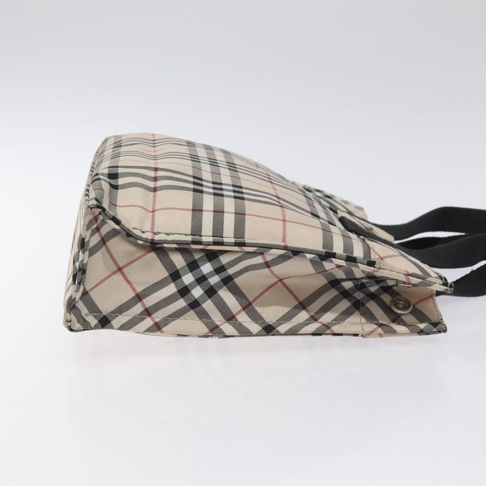 BURBERRY Nova Check Blue Label Hand Bag Nylon Beige Silver Auth kk500 - Picture 3 of 16